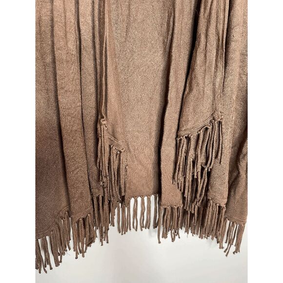 Chelsea & Theodore Western Brown Fringe Open Front Cardigan Sweater Knit‎ Top - Picture 2 of 6